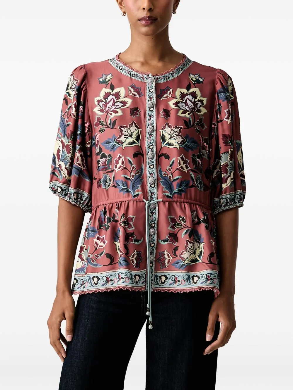 Floral-Print Peplum Blouse by FARM Rio
