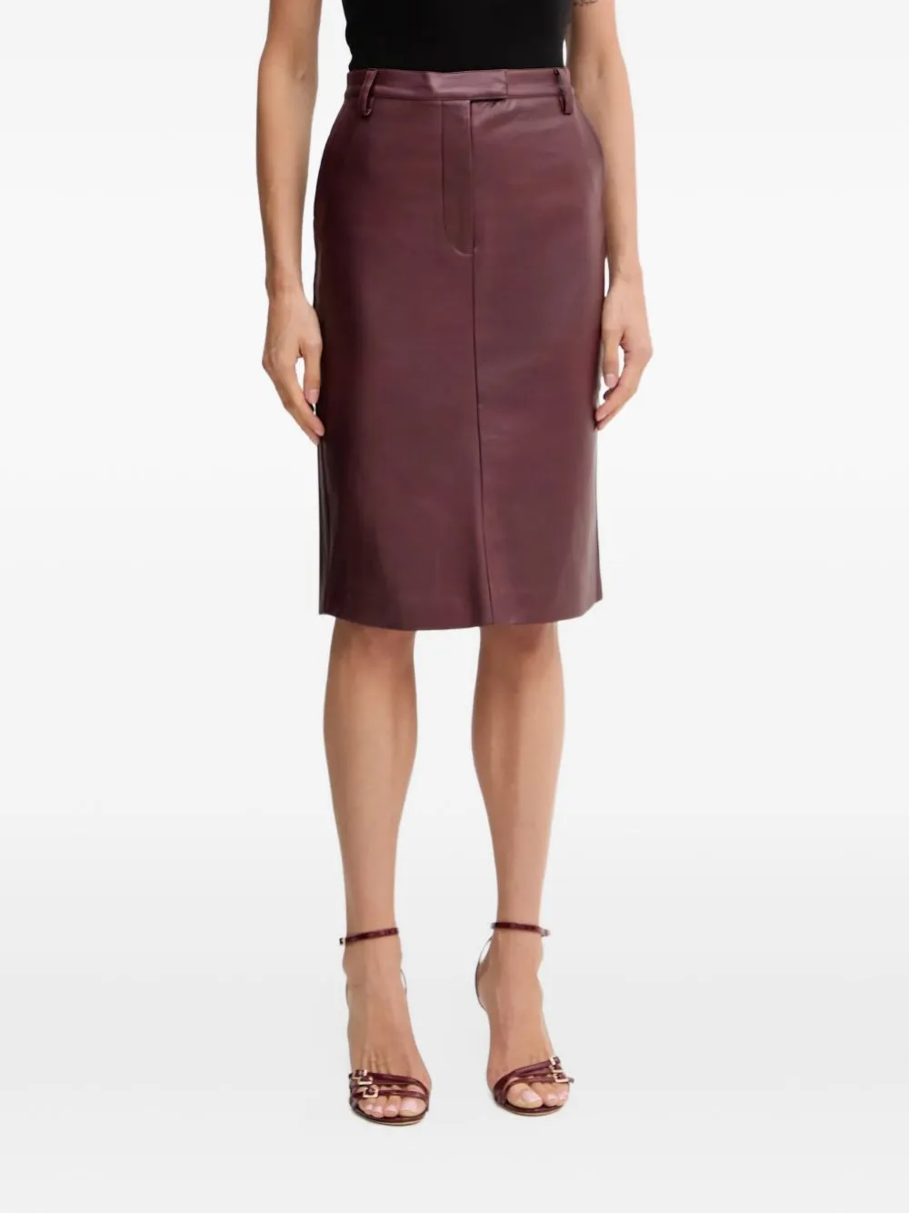 Belt-Loops Rear-Slit Midi Skirt by Bardot
