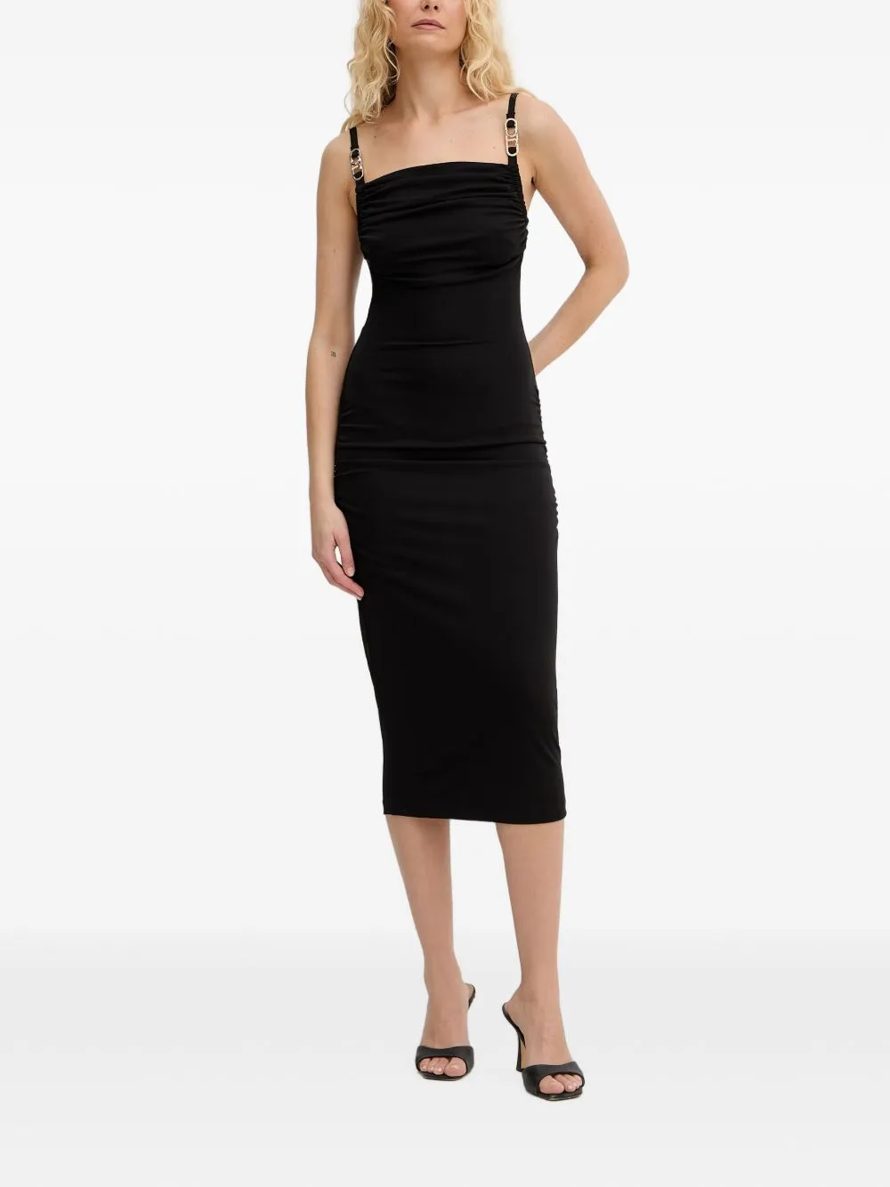 Ruched Logo-Plaque Midi Dress by Just Cavalli