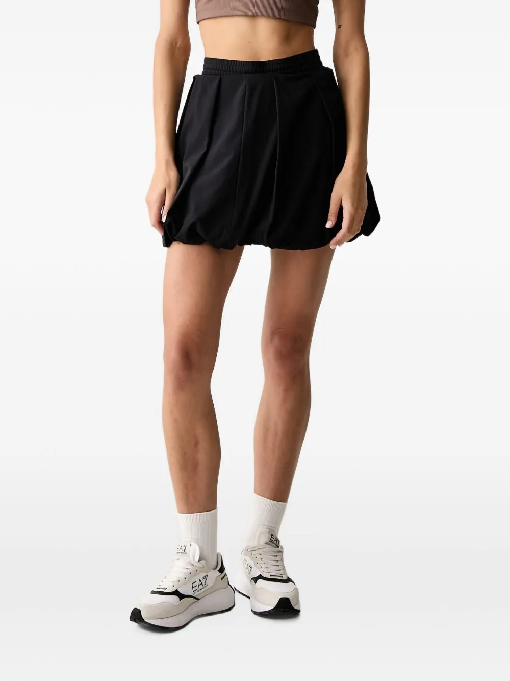 Pleated Bubble-Hem Mini Skirt by Ea7 Emporio Armani
