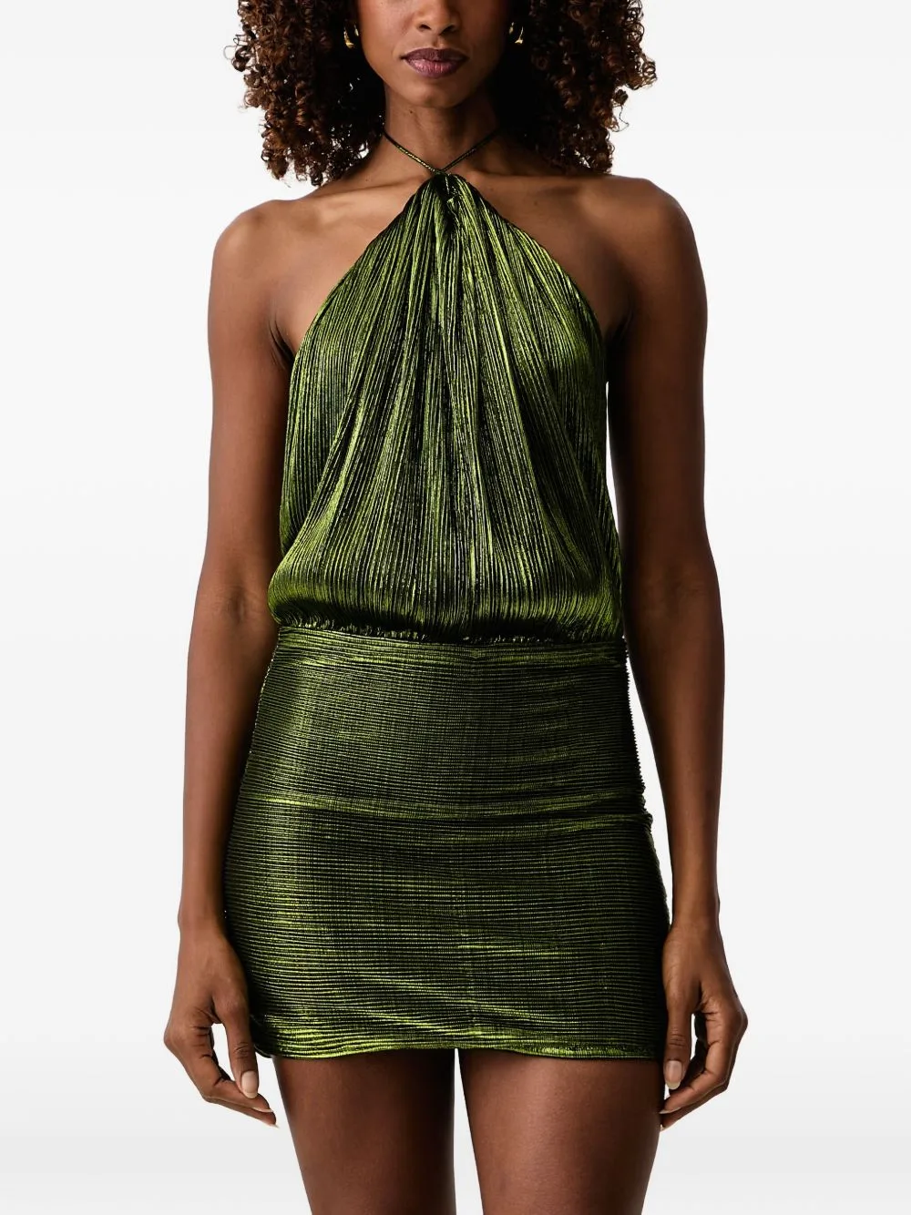 Lavinia Pleated Metallic-Effect Mini Dress by Retrofete