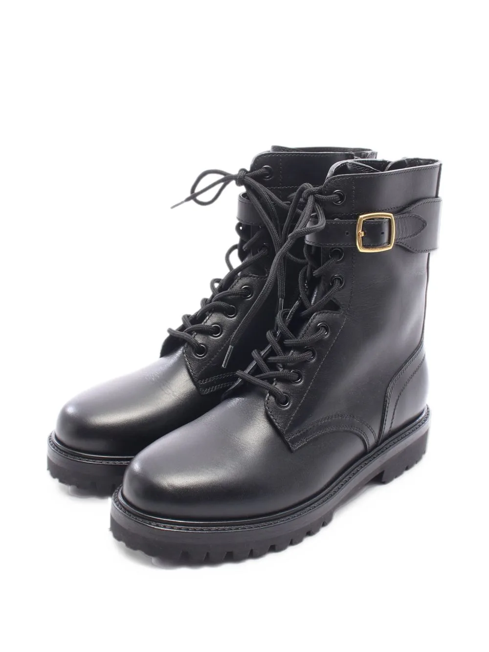 Lace-Up Buckled Ankle Boots by Celine Pre-Owned