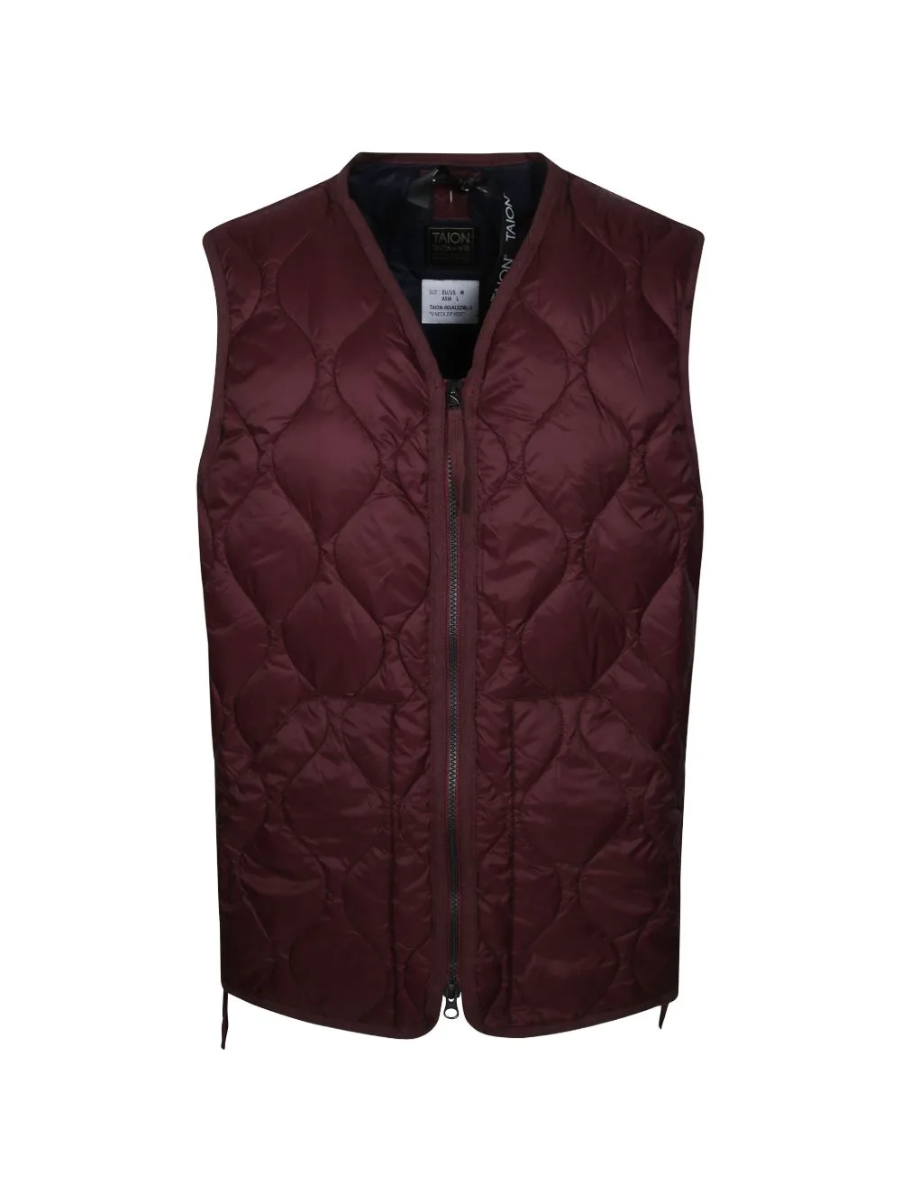 Military Quilted V-Neck Zip-Up Gilet by Taion