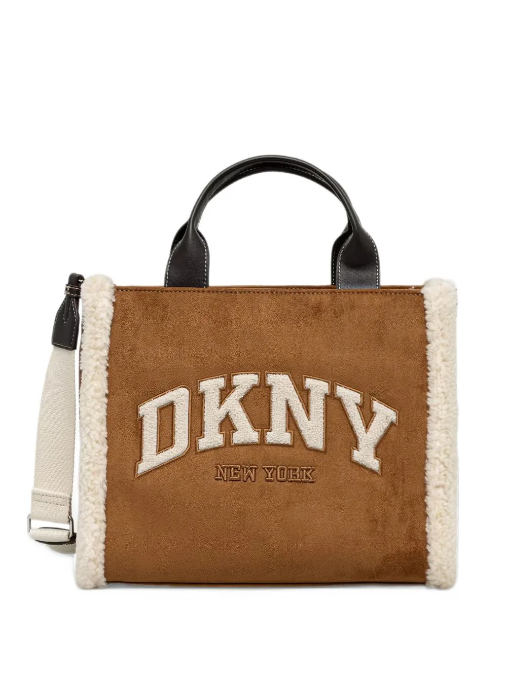 Hadlee Logo-Embroidered Shearling-Trim Tote Bag by DKNY