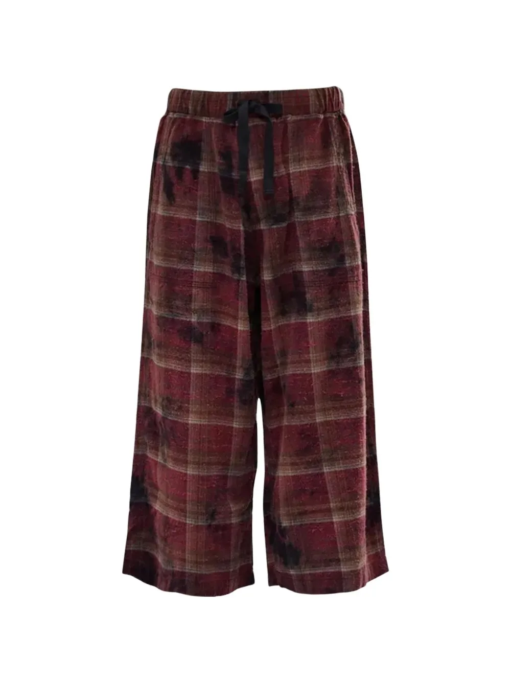 Plaid-Check Bleached-Effect Trousers by R13