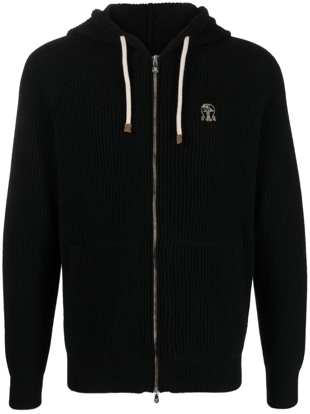 Zipped Ribbed Cashmere Hoodie by Brunello Cucinelli