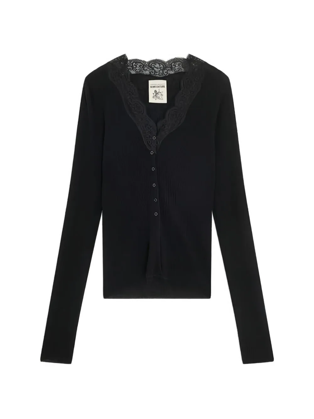 Almira Lace-Trim Ribbed Cardigan by Semicouture