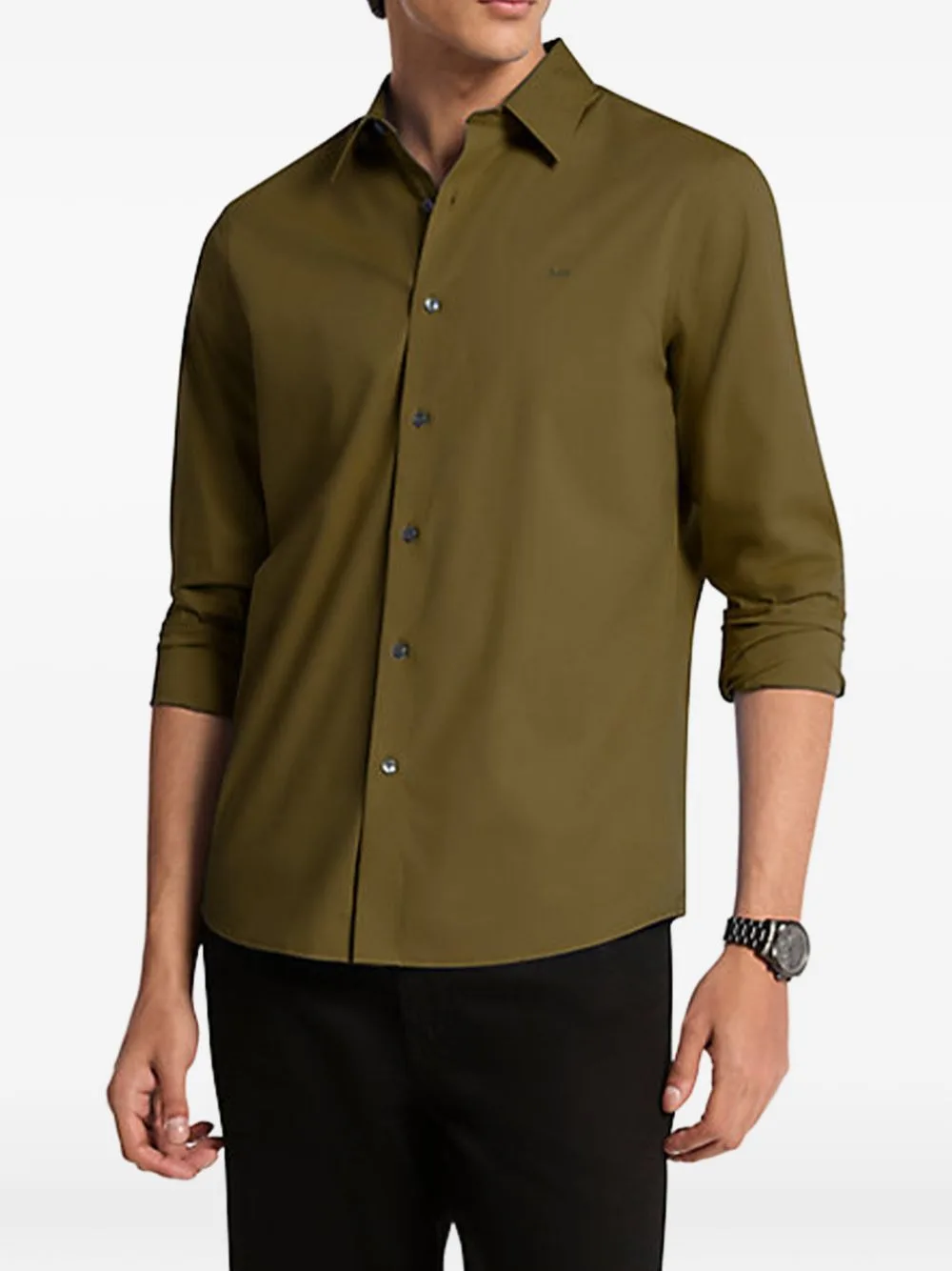 Logo-Embroidered Long-Sleeve Shirt by Michael Kors