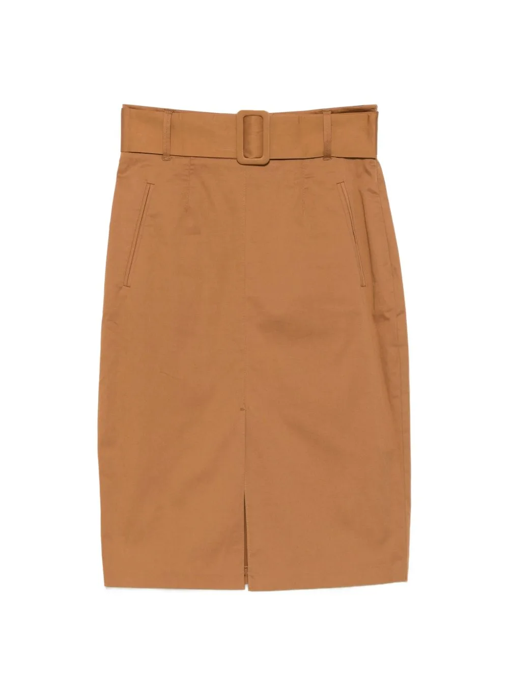 Belted Front-Slit Midi Skirt by Actitude