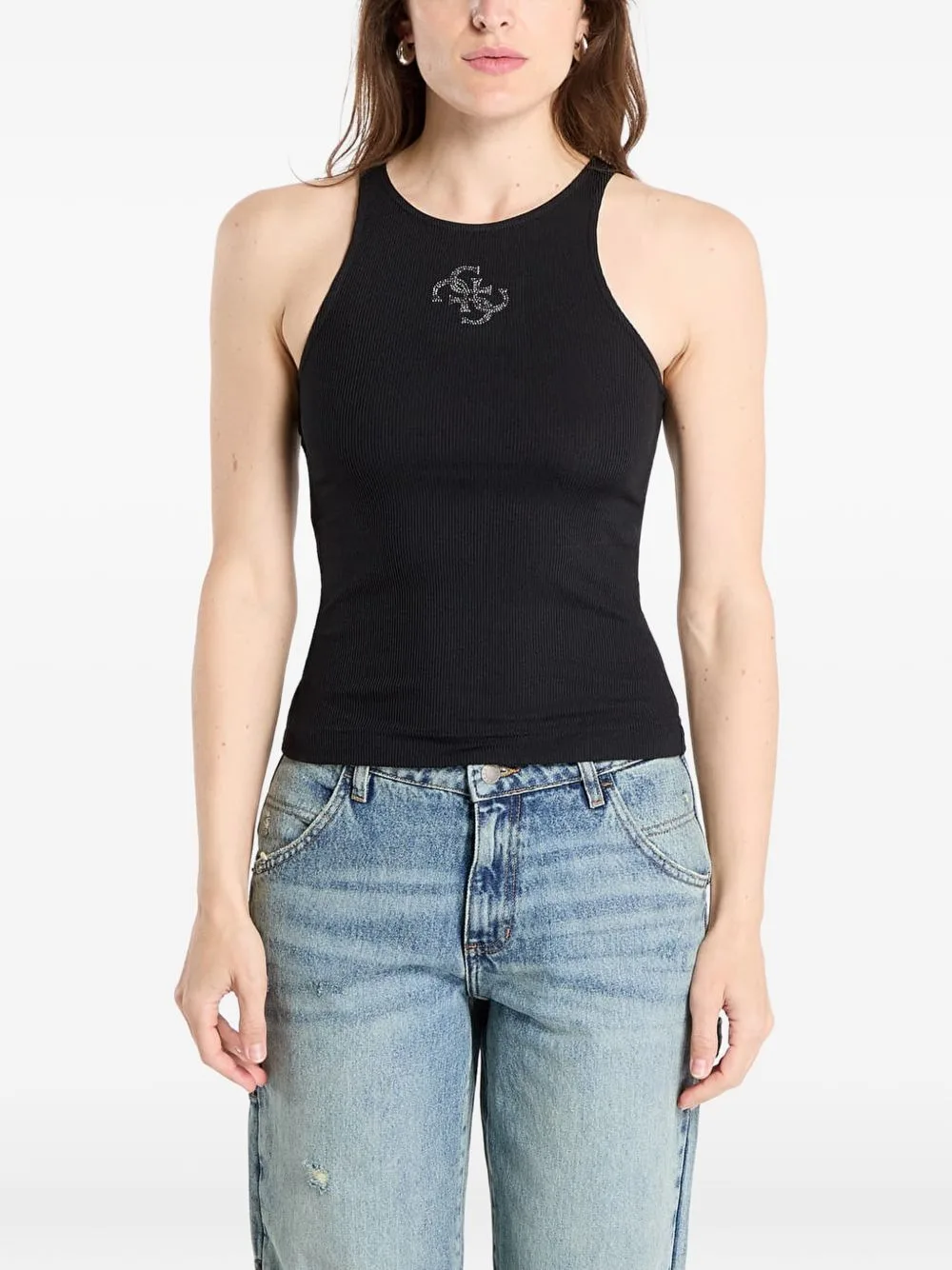 Logo-Embellished Ribbed Vest by GUESS USA