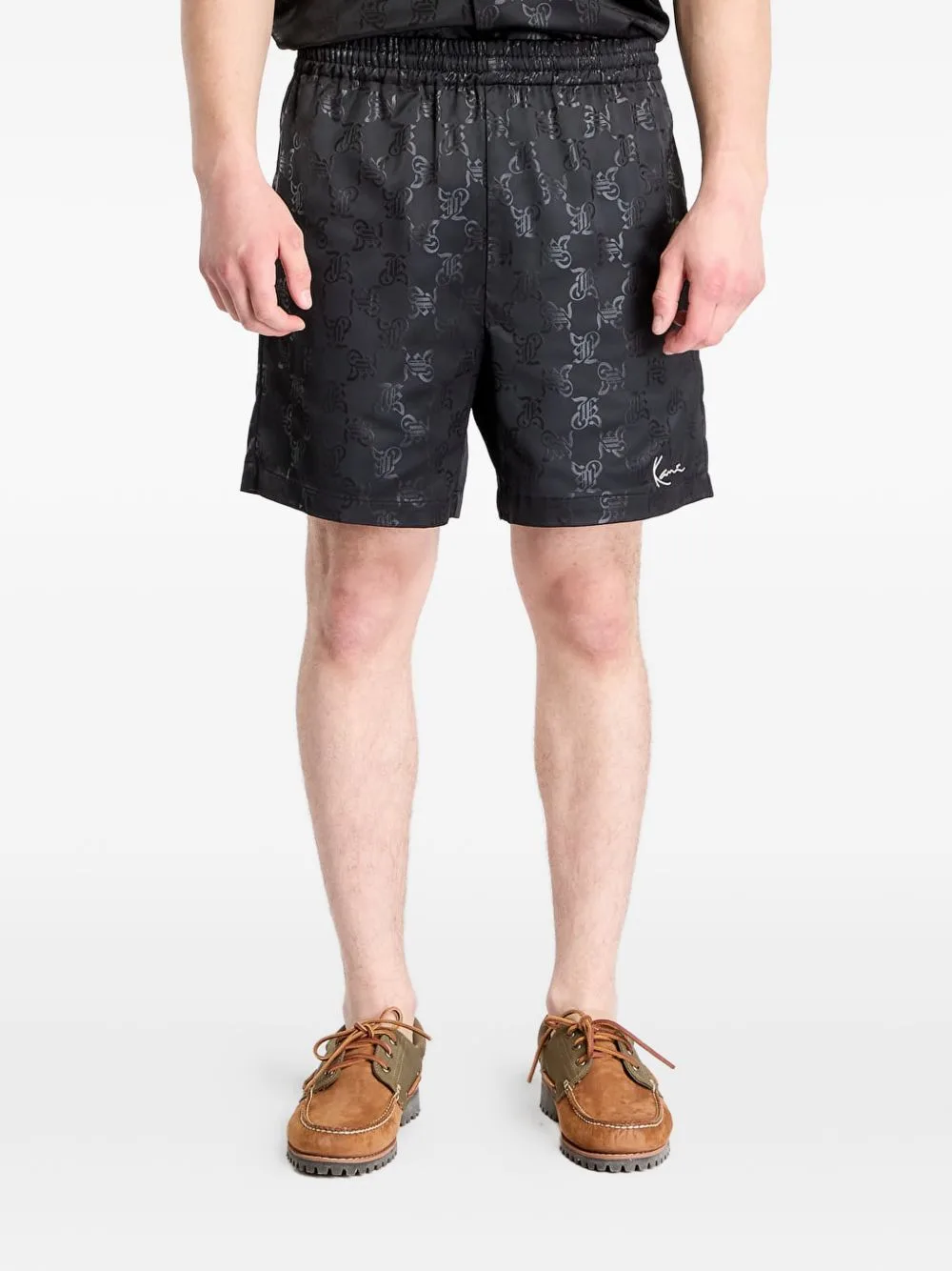 Monogram-Pattern Track Shorts by karl kani
