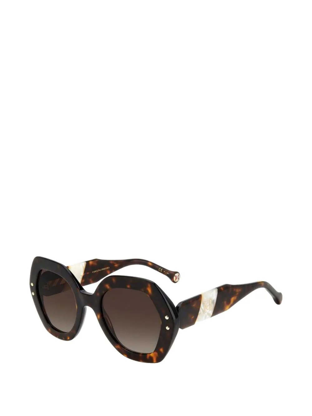 Tortoiseshell-Effect Geometric-Frame Sunglasses by Carolina Herrera