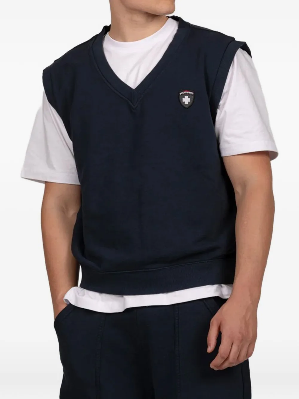 Logo-Patch V-Neck Vest by PODHIO