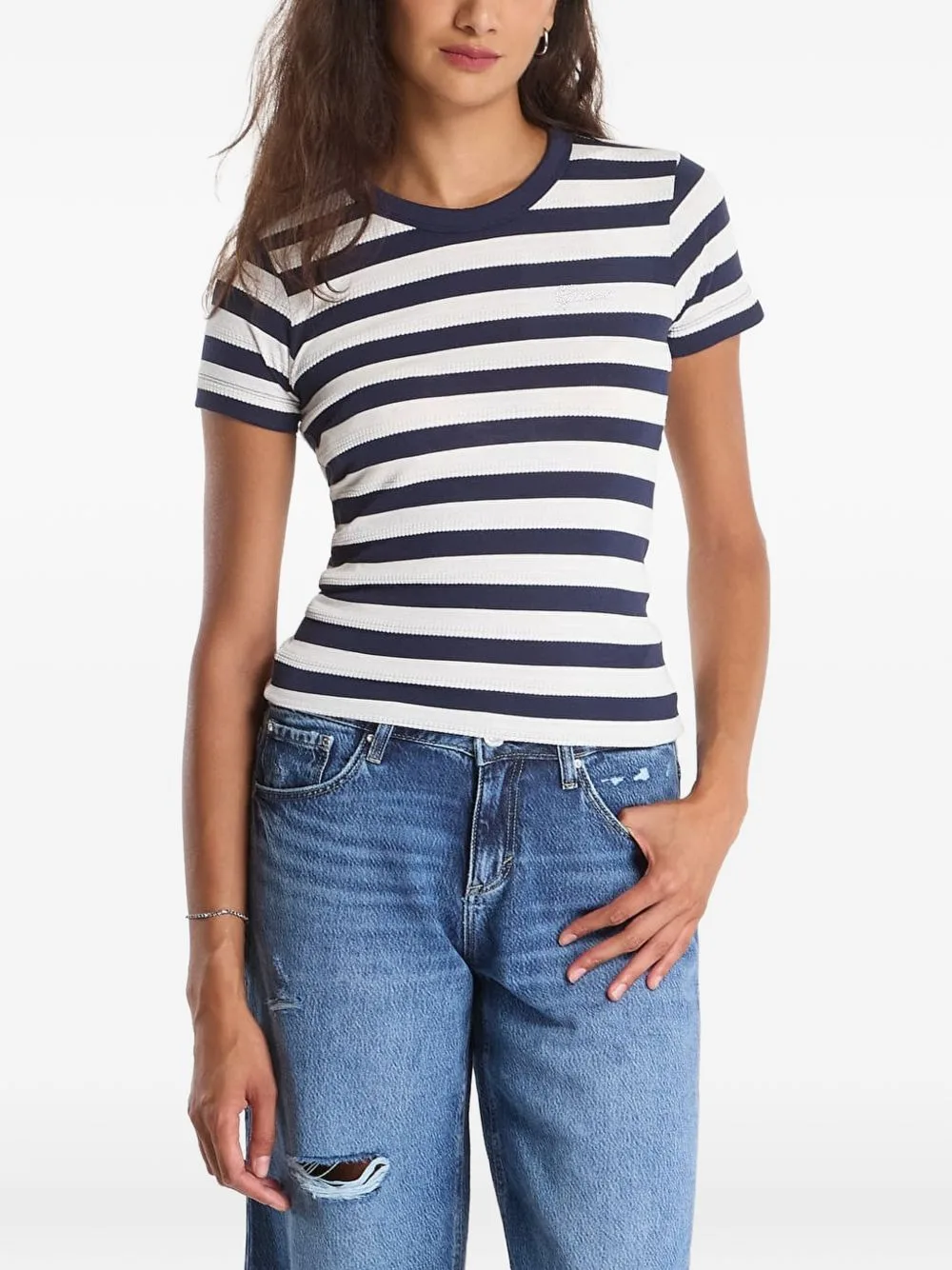 Striped Ribbed T-Shirt by GUESS USA