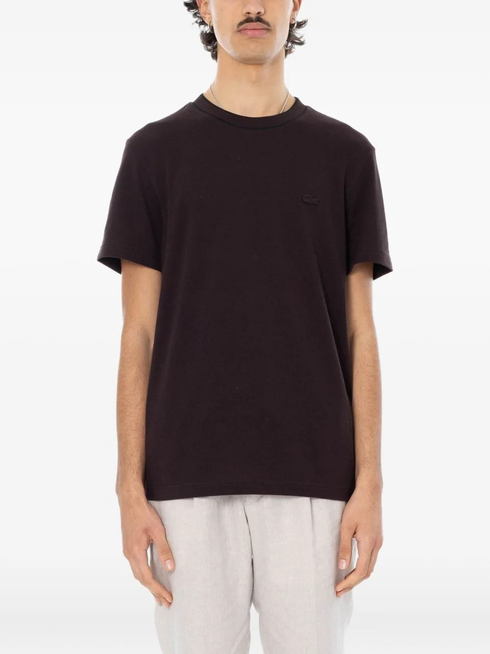 Stretch Piqué Striped Collar T-Shirt by Lacoste