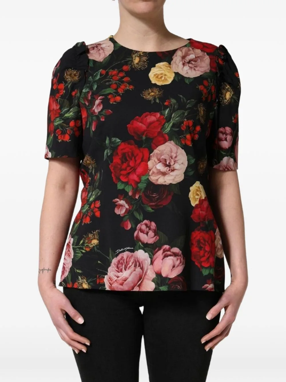 Floral-Print Frill-Detail Blouse