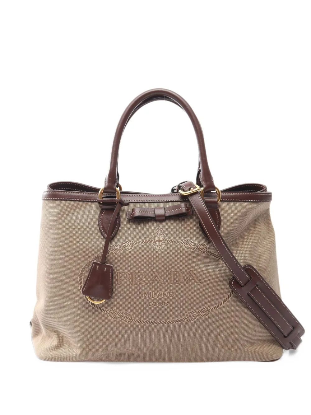 2010s Logo Jacquard Ribbon Handbag by Prada Pre-Owned