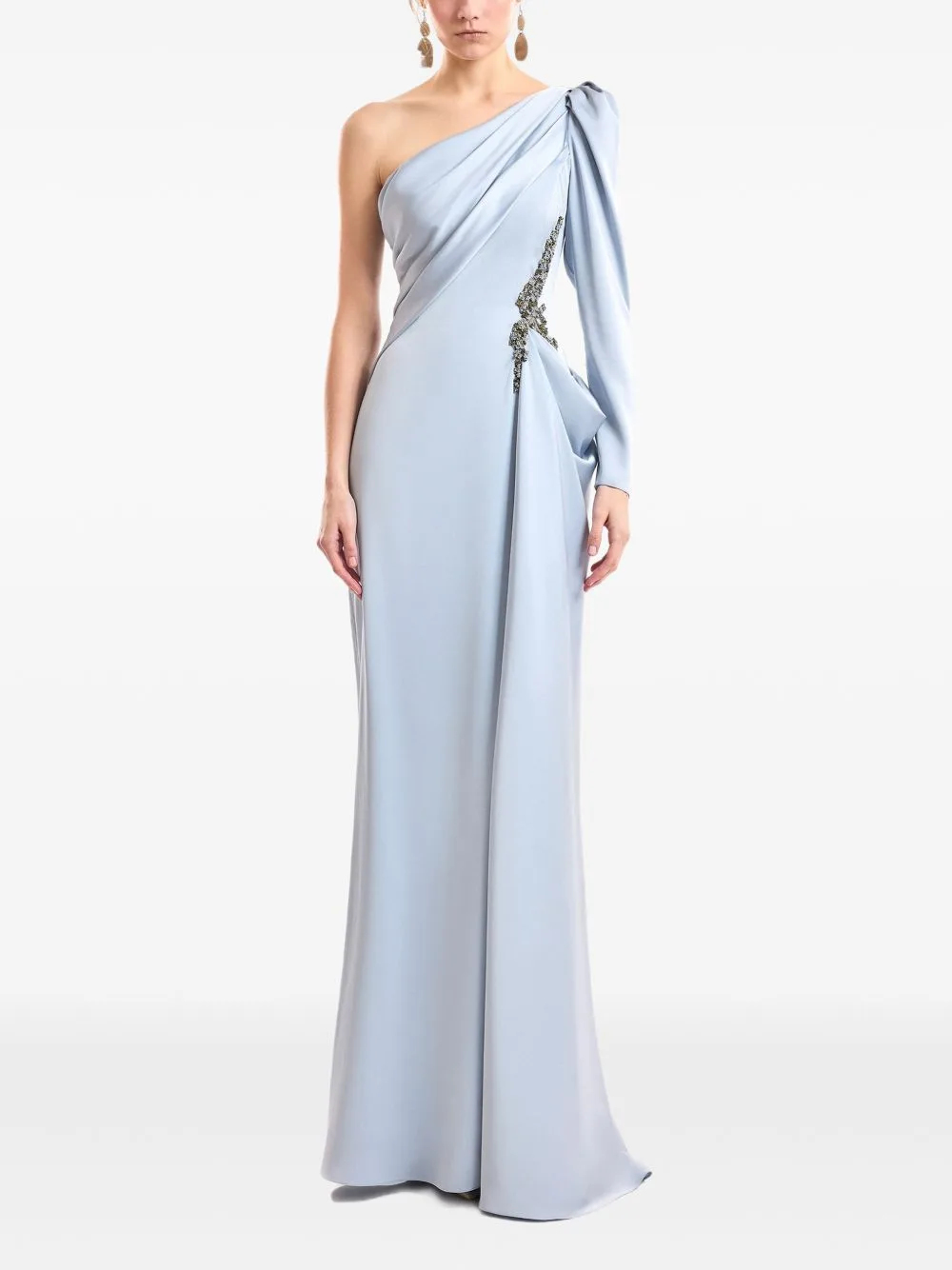 One-Shoulder Beaded-Embellished Dress by Gemy Maalouf