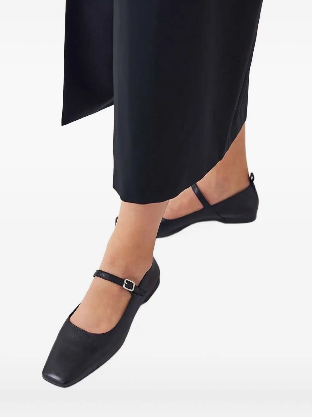 Square-Toe Buckle Flats by VAGABOND