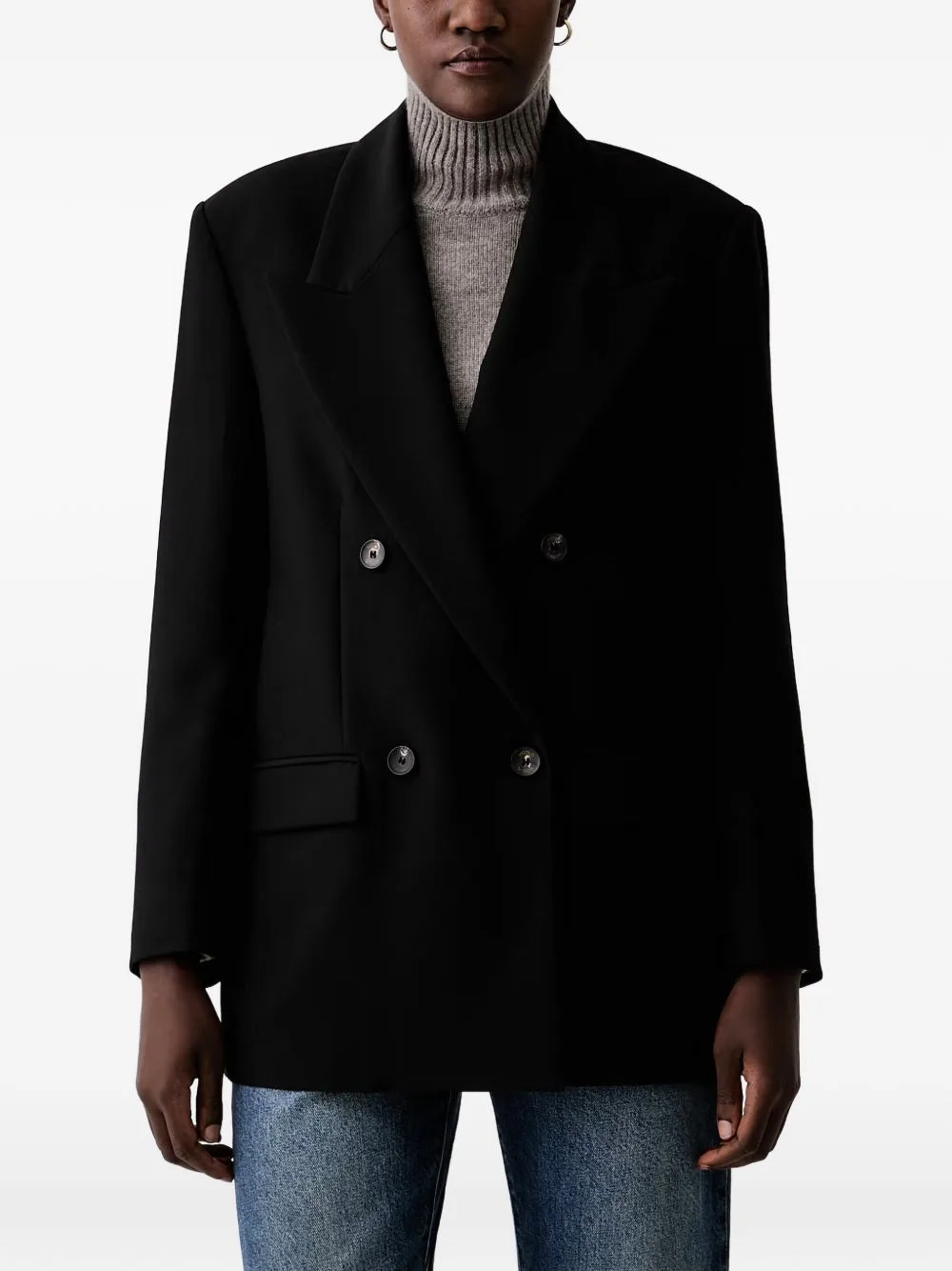 Double-Breasted Peak-Lapels Blazer by VICOLO