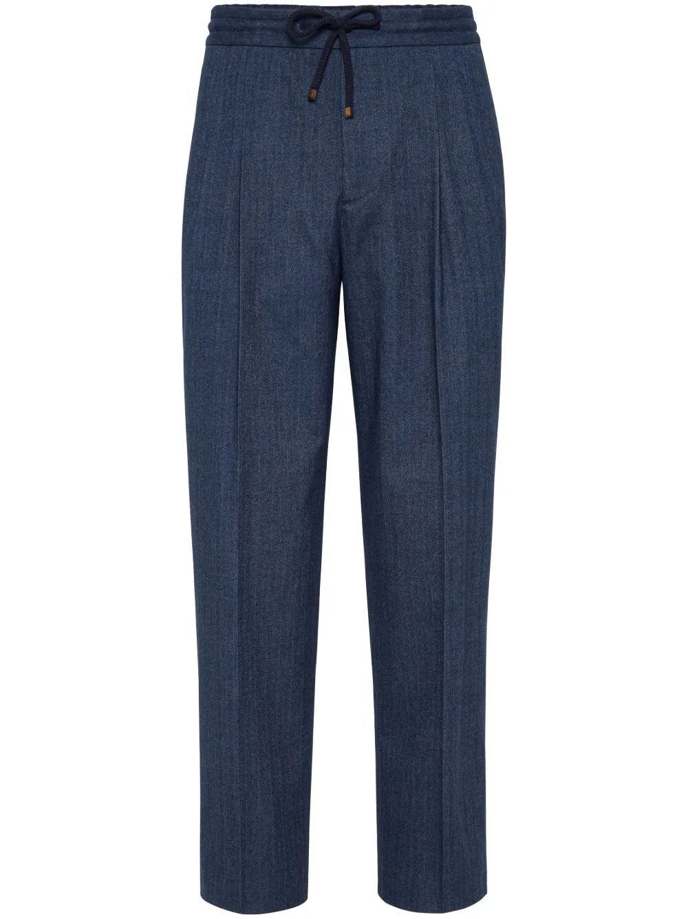 Drawstring-Waistband Cotton Tapered Trousers by Brunello Cucinelli