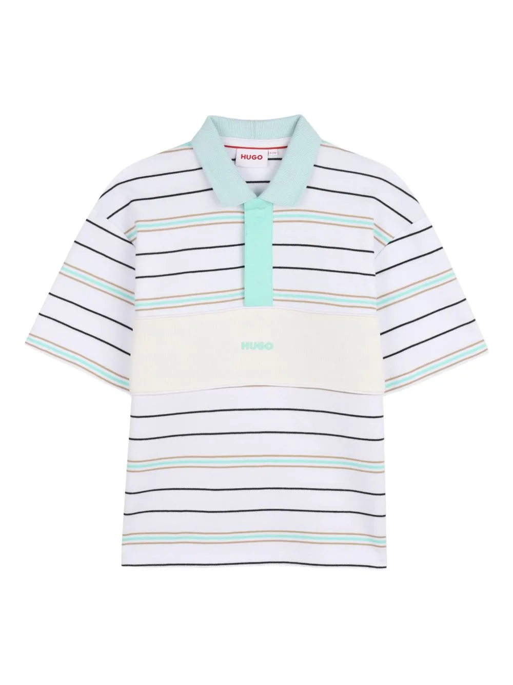 Striped-Pattern Short-Sleeved Polo Shirt by HUGO KIDS