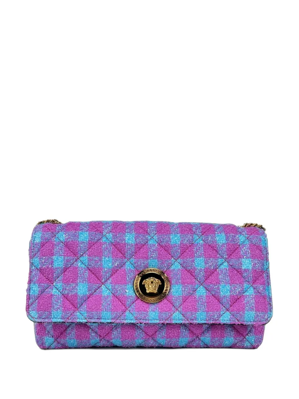 Quilted Check-Pattern Shoulder Bag by Versace