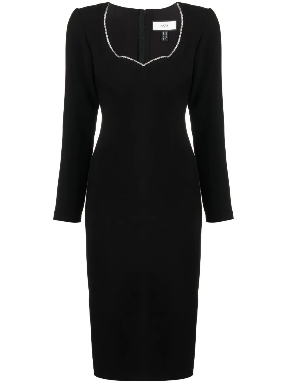Crystal-Embellished Long-Sleeve Midi Dress by NISSA