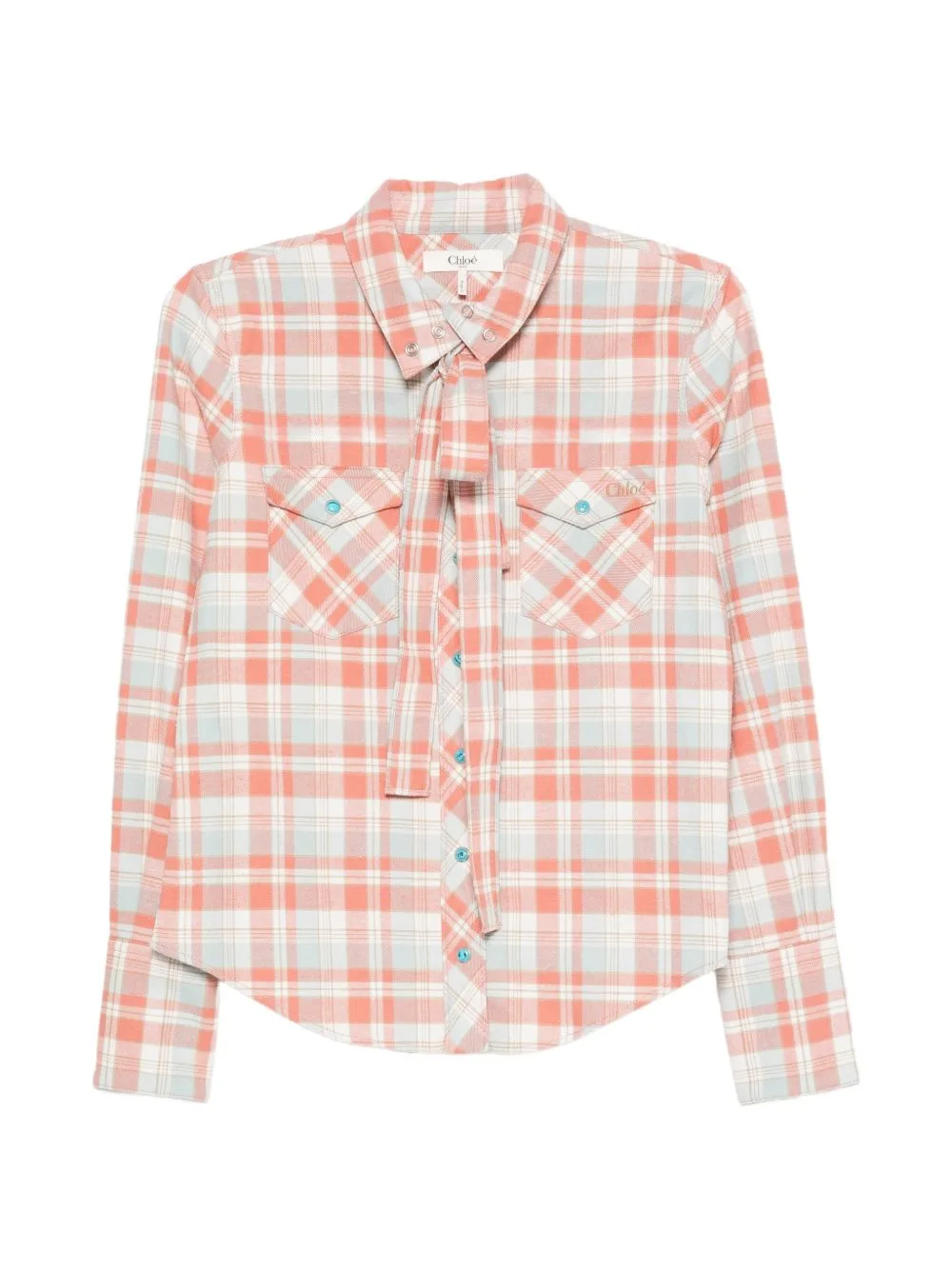 Check-Print Tie-Neck Shirt by Chloé