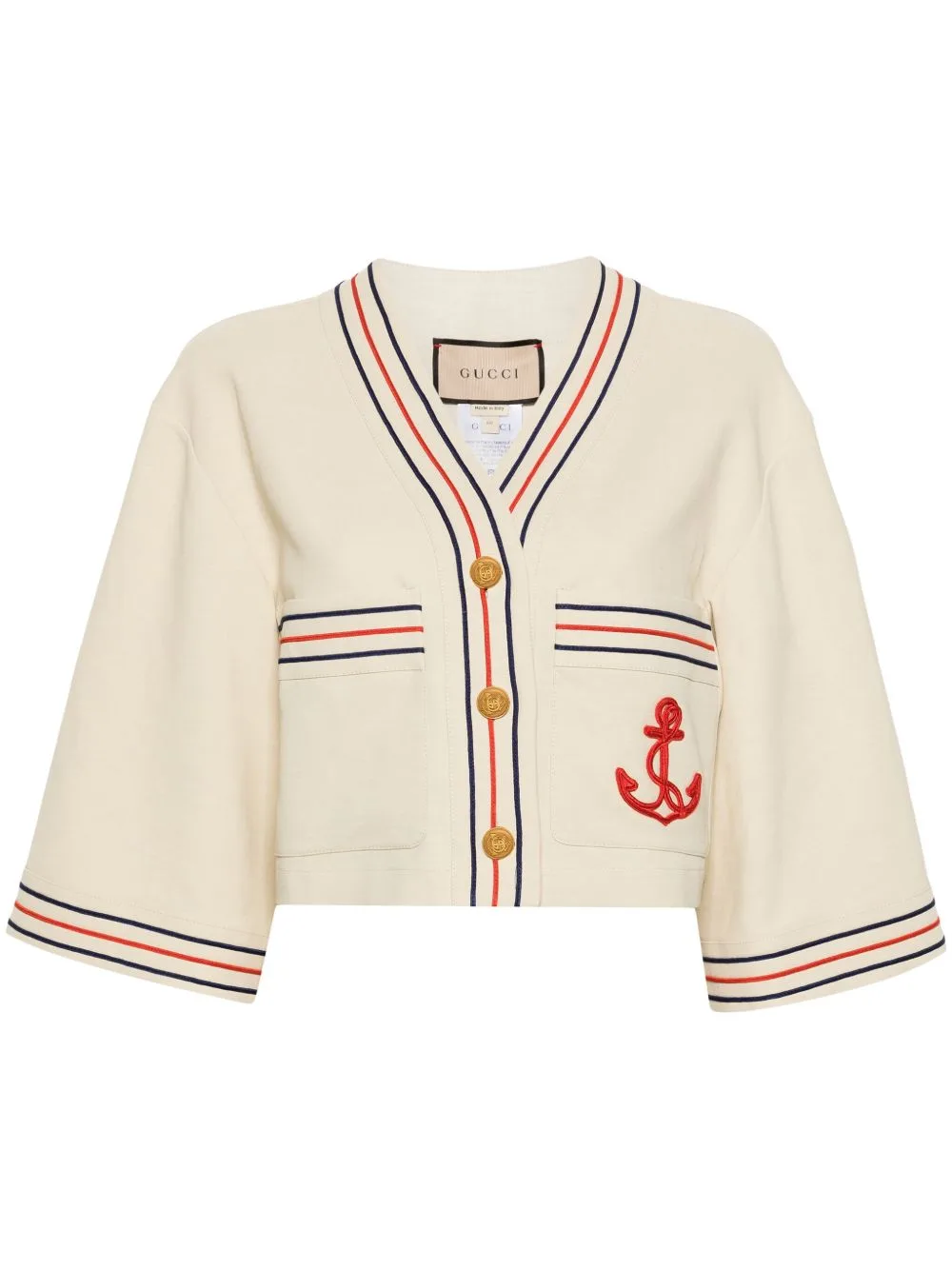 Anchor-Appliqué Cropped Cardigan by Gucci