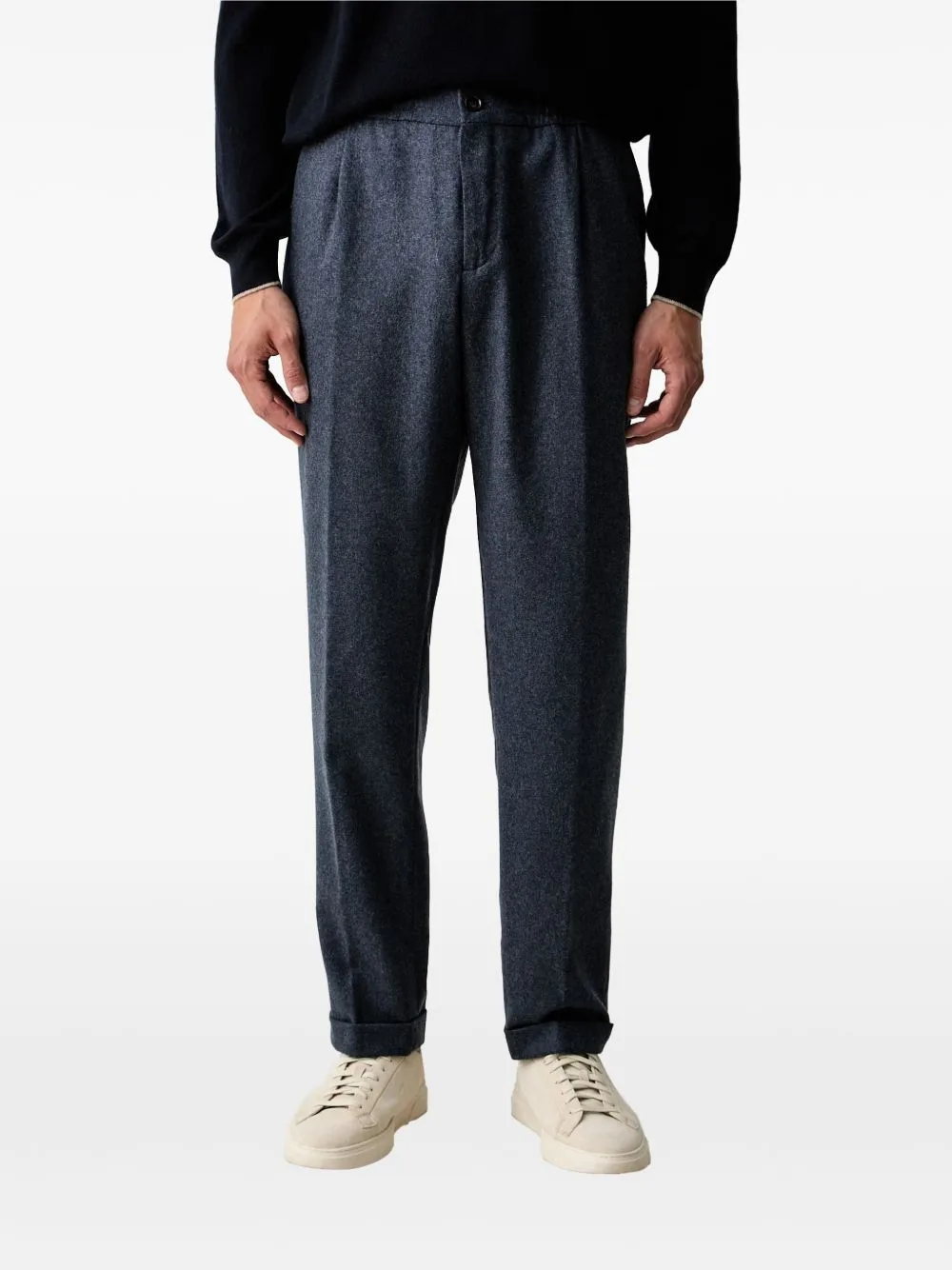 Pleated Turn-Up Straight-Leg Trousers by Paul & Shark