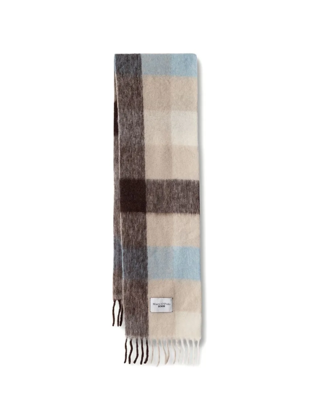 Check-Pattern Fringed Scarf by Marc O'Polo