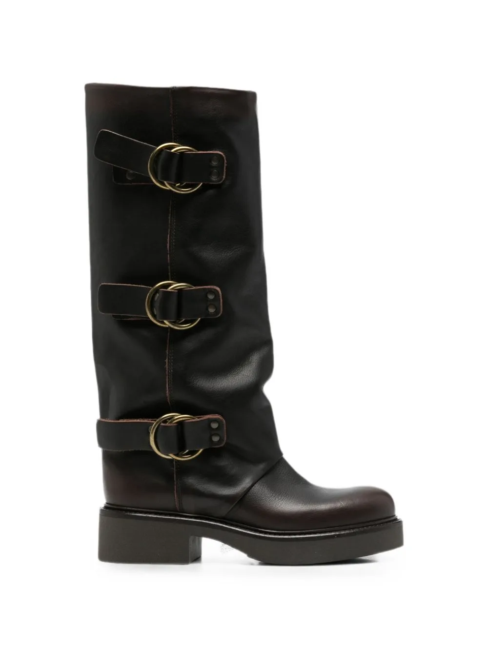 Buckle-Fastening Leather Boots by Metisse