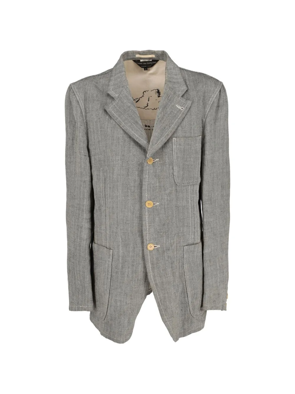 Herringbone-Pattern Graphic-Print Jacket by Comme Des Garçons Pre-Owned