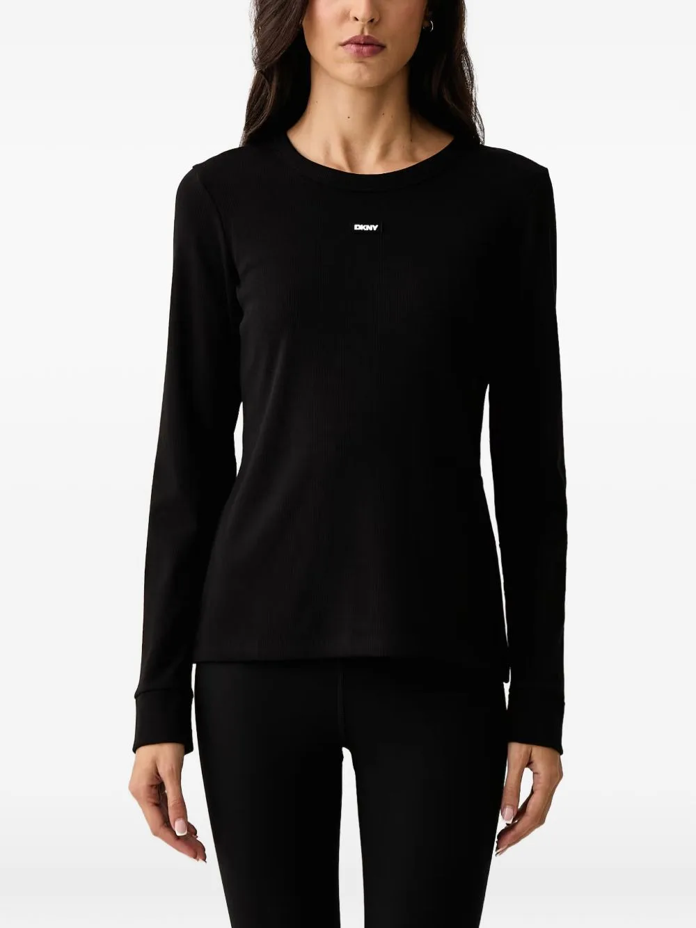 Logo-Patch Ribbed T-Shirt by DKNY