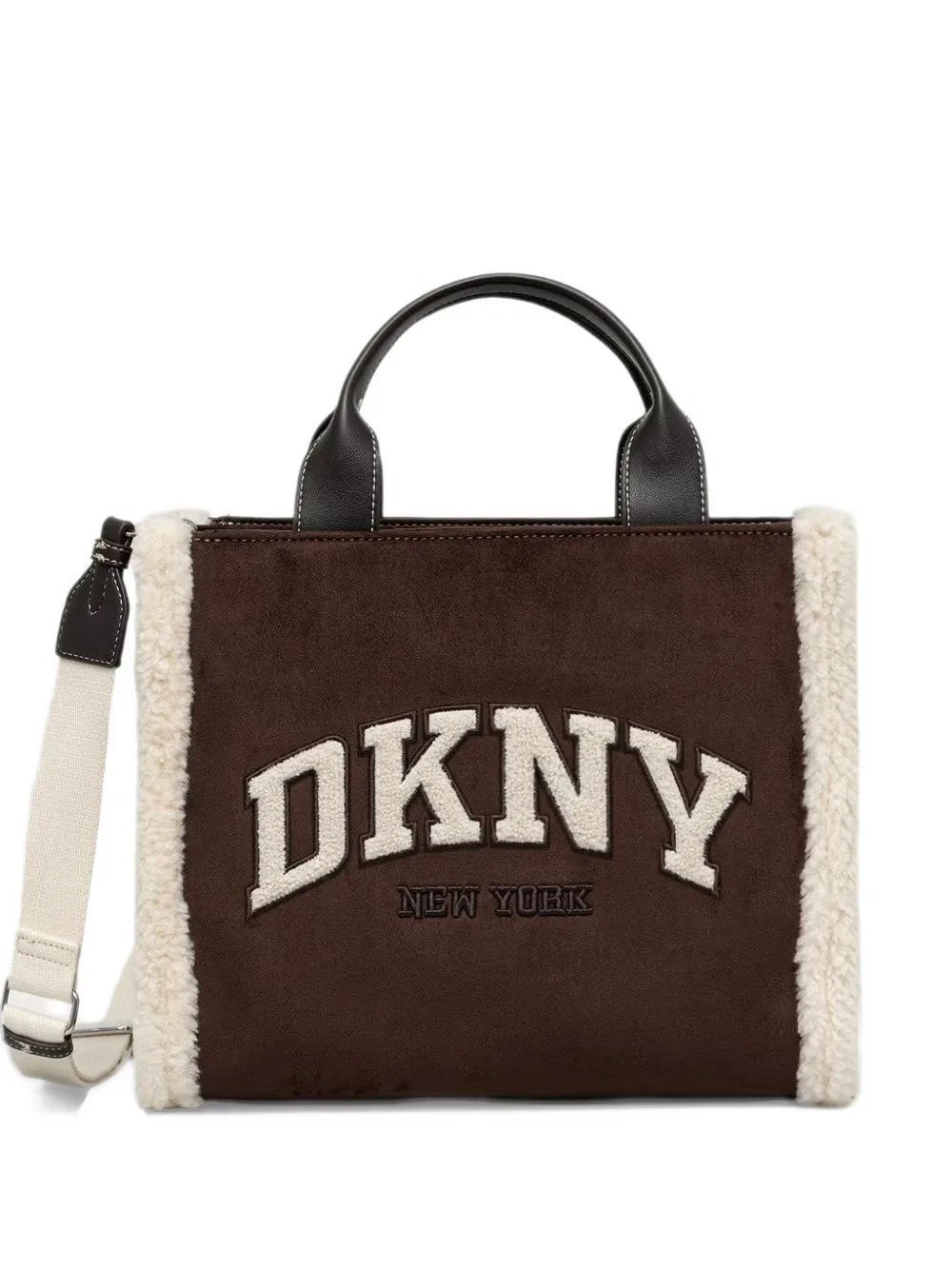 Hadlee Logo-Appliqué Shearling-Trim Tote Bag by DKNY