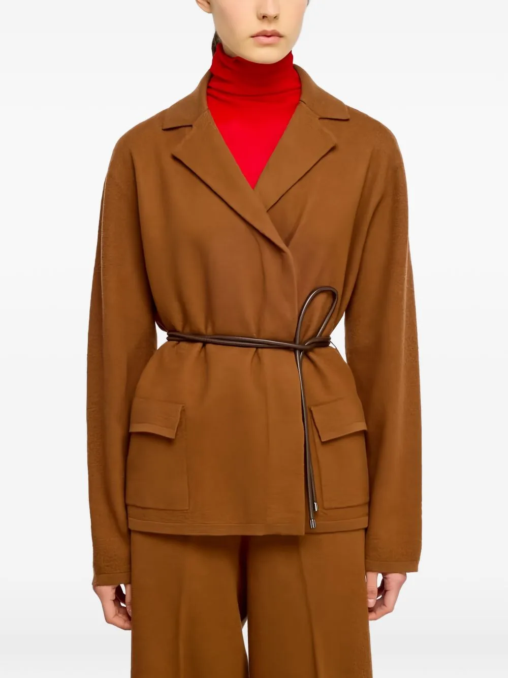 Blossom Belted Wool Fitted Jacket by Semicouture