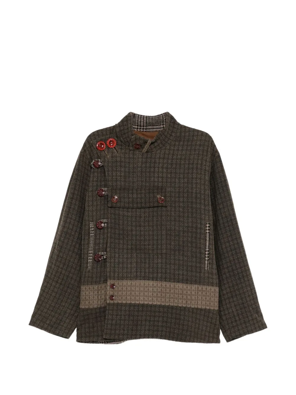 Button-Embellished Checked Jacket by COMMUNS