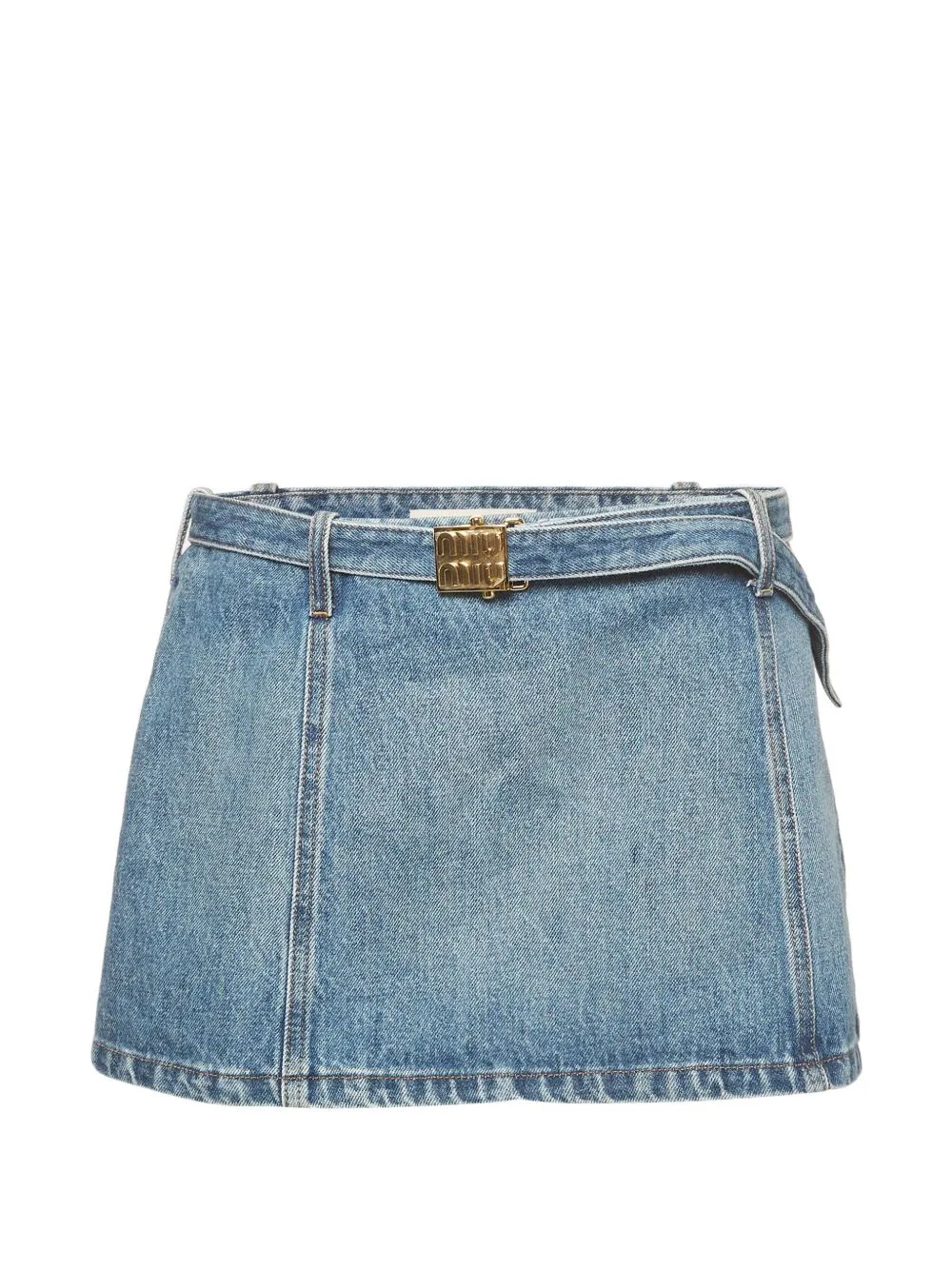 Belted Denim Midi Skirt by Miu Miu Pre-Owned