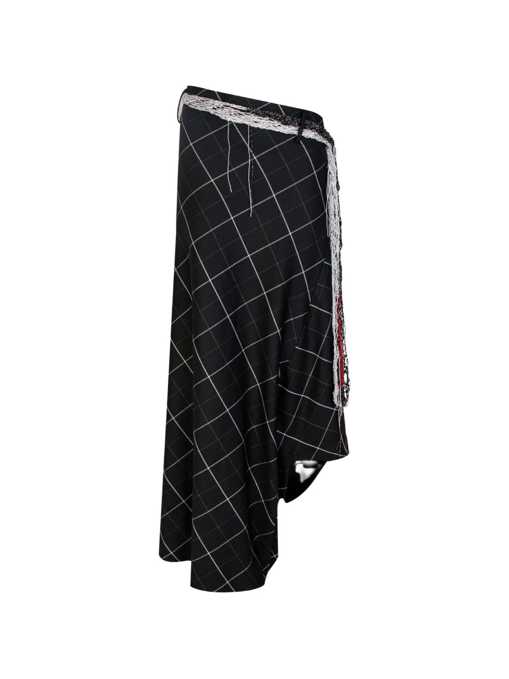 Asymmetric-Wrap Check-Print Trousers by SAHAR JABERIAN