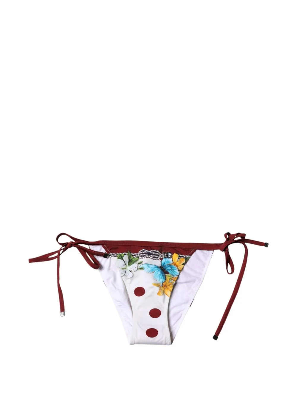 Floral-Print Polka-Dot Bikini Bottoms