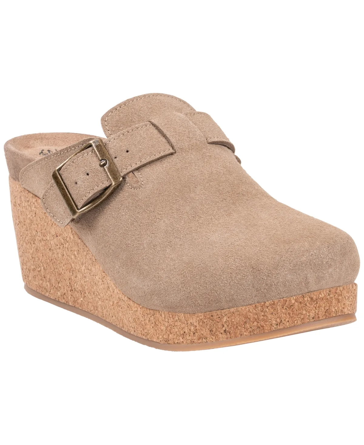 Madison Platform-Wedge Buckle Faux Suede Mule Clogs by Gc Shoes