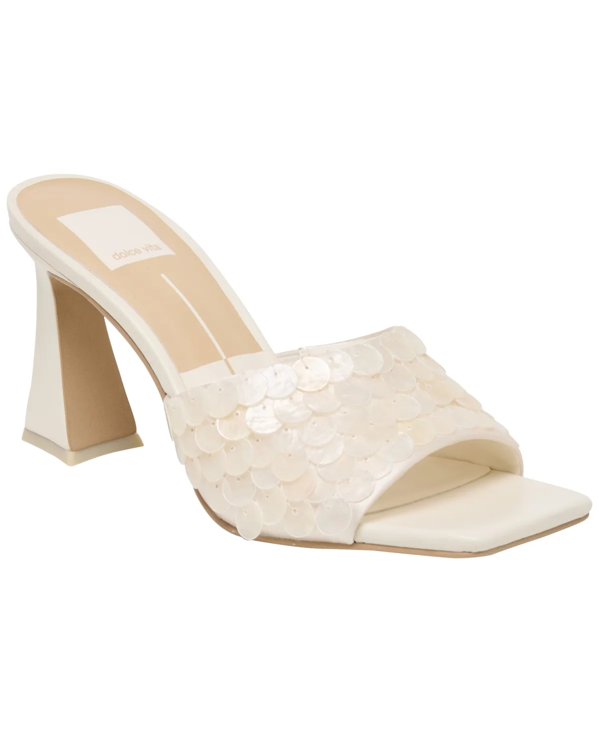 Nandy Confetti Shell Embellished Slide High Heel Dress Sandals by Dolce Vita