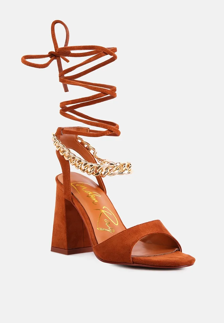 Gone Gurl Metal Chain Lace Up Sandals by London Rag