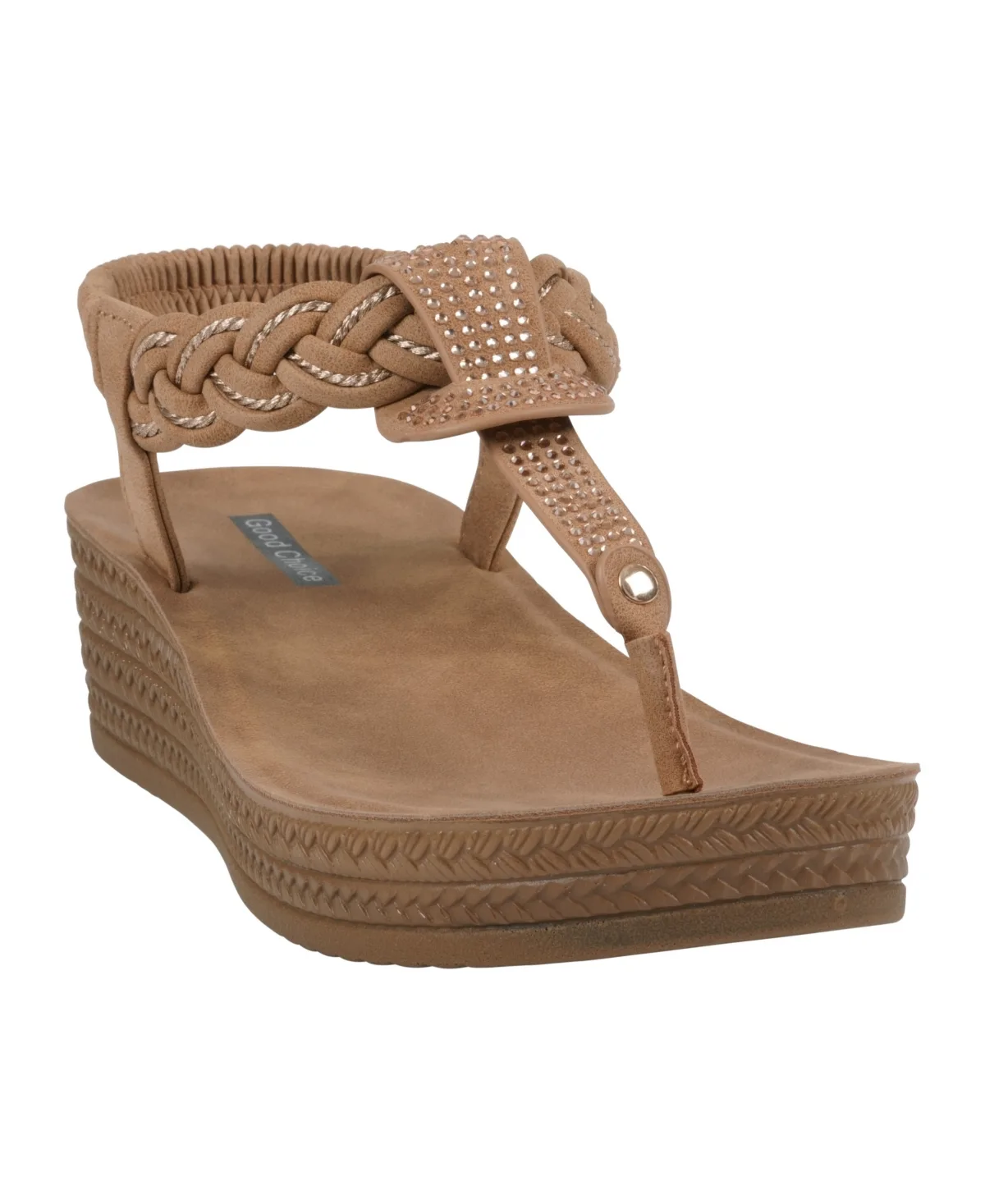 Ivana Embellished T Strap Wedge Sandals by Gc Shoes