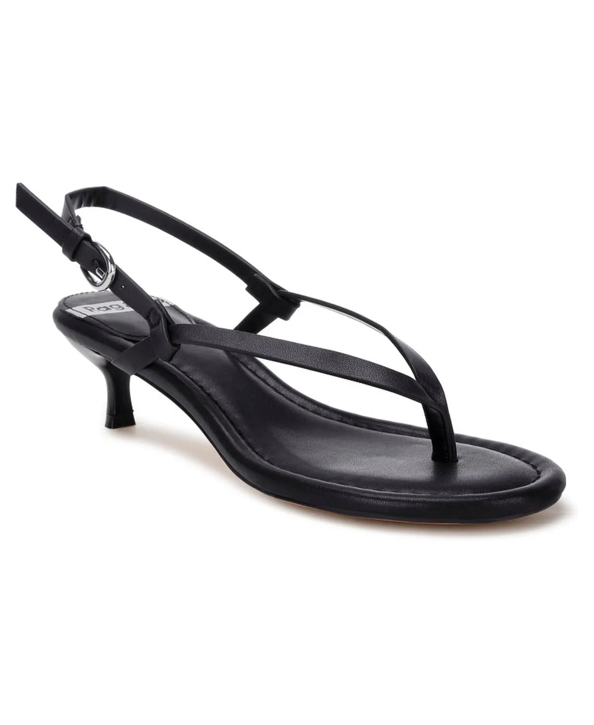 Brisbou Leather Kitten Heel Thong Slingback Sandals by Rag & Co