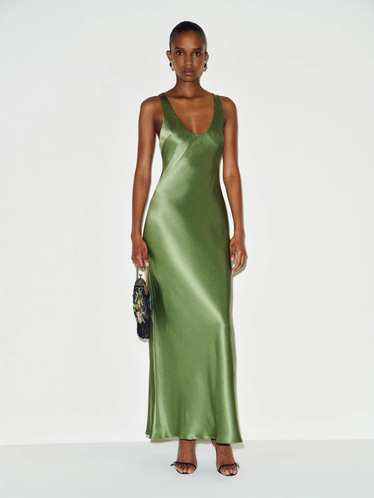 Justina Silk Dress Jade by Reformation