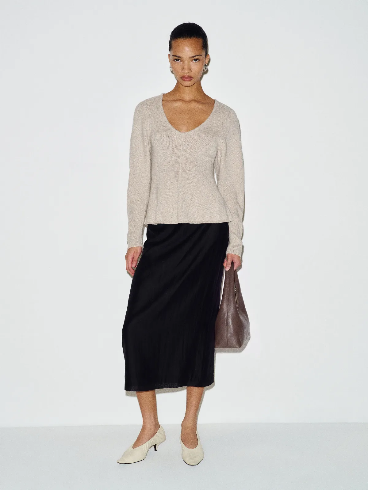 Beth Cashmere Peplum Sweater by Reformation