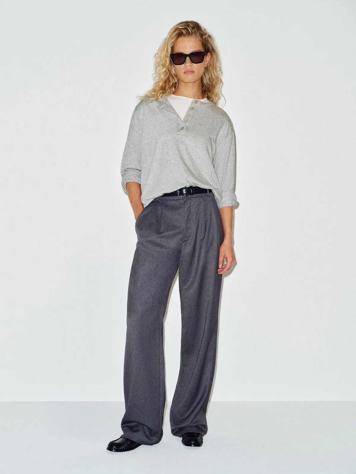 Marcus Oversized Henley T-Shirt Heather by Reformation