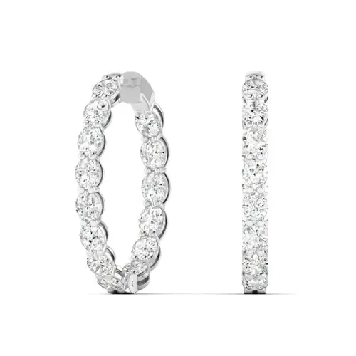 Double Oval Lab Diamond Hoop Earrings in 14K by Everlee